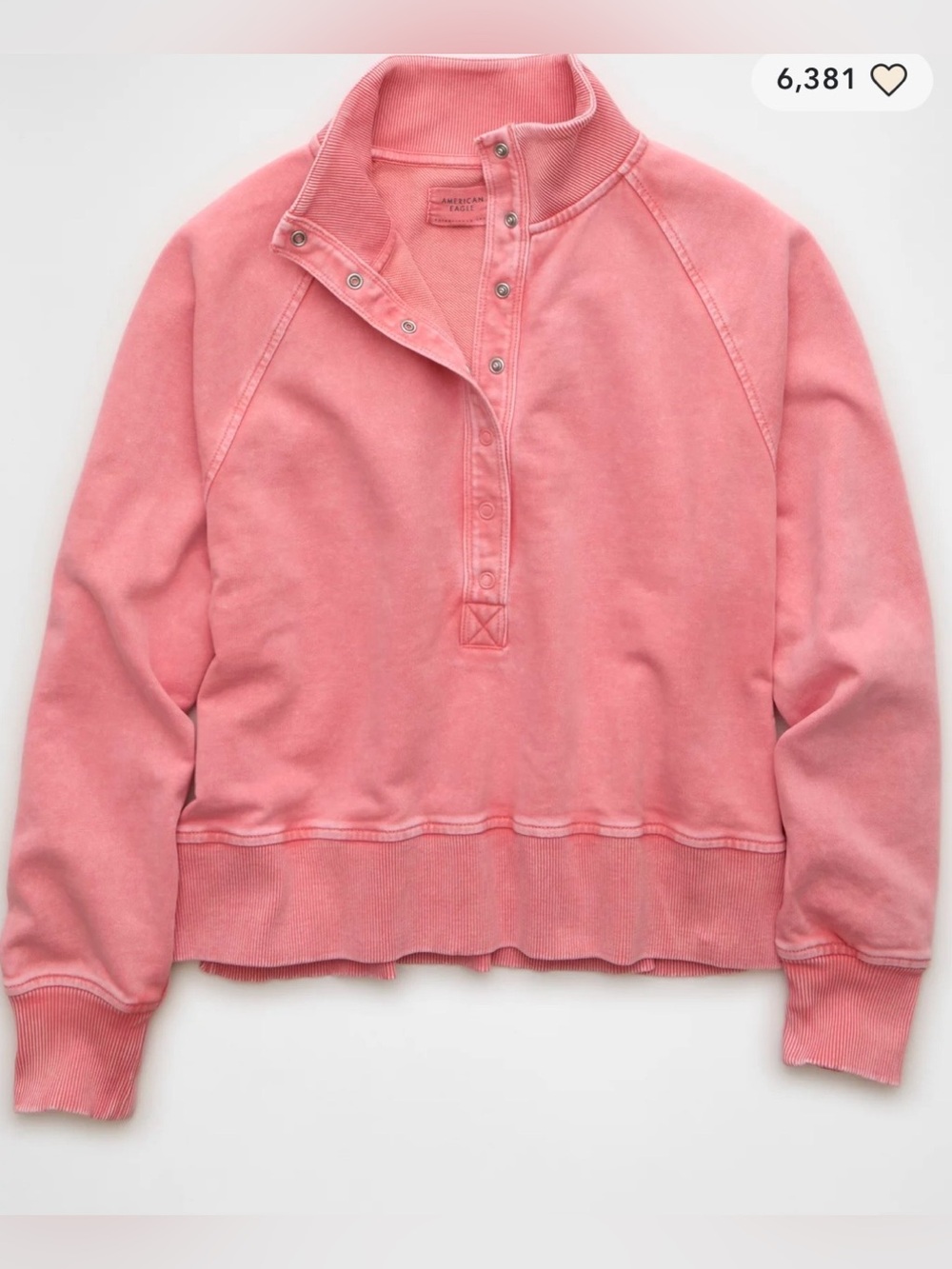 AMERICAN EAGLE MISSES BIG HUG HENLEY SWEATSHIRT SIZE MEDIUM IN CORAL NWT! - Picture 4 of 8